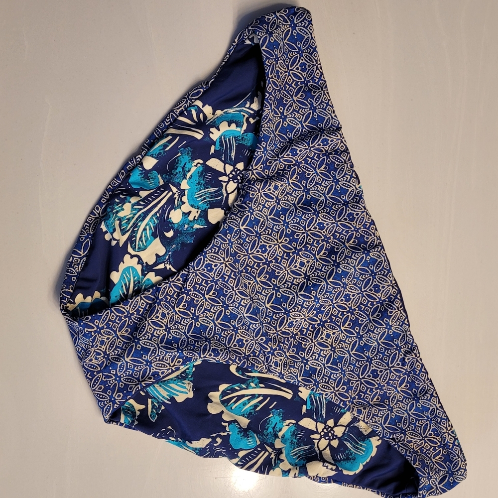Athena Swimwear Luna Retro Rev Navy Blue Geometric & Floral Bikini Bottom Large